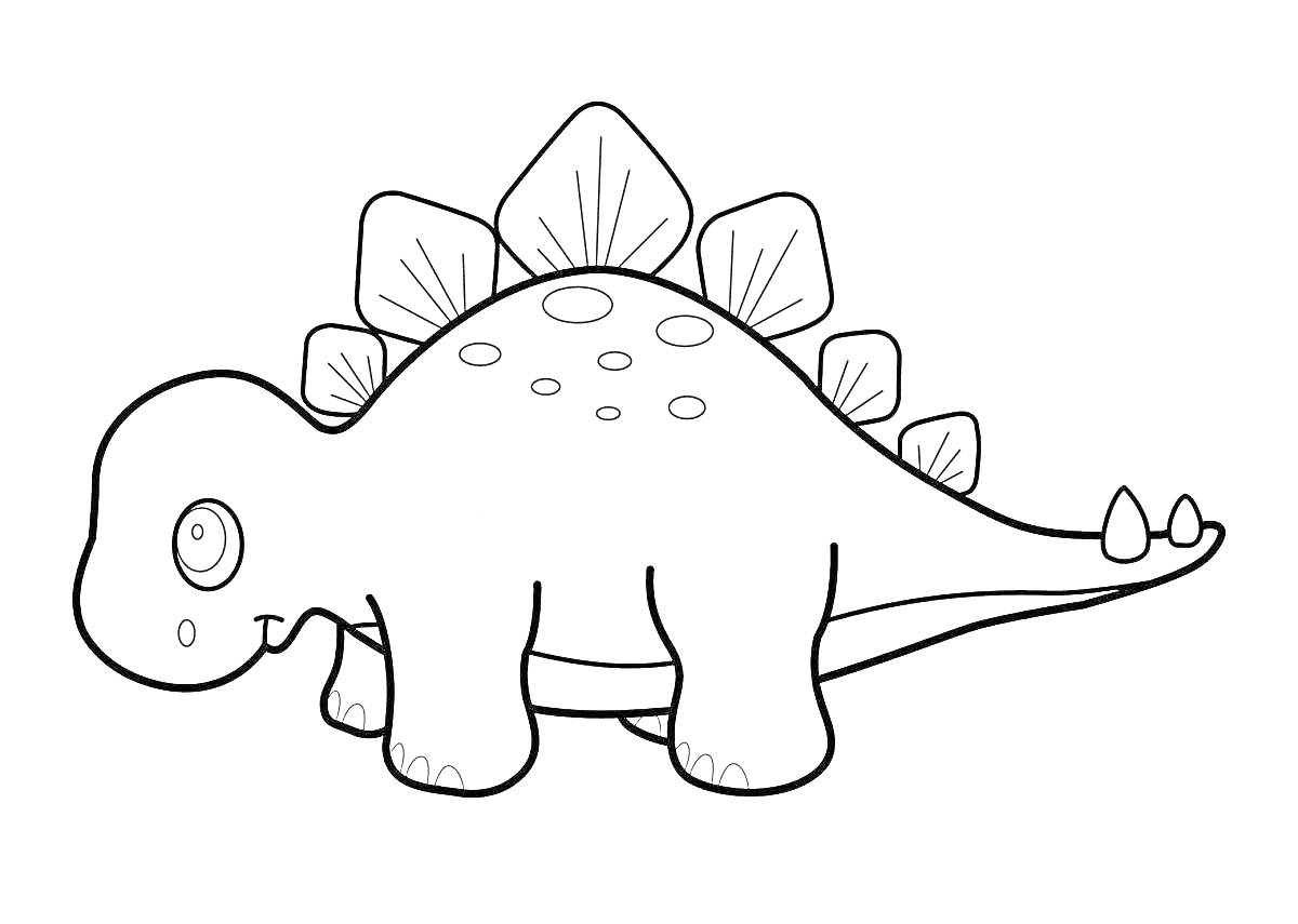 Раскраска Динозаврик с пластинками на спине и пятнышками