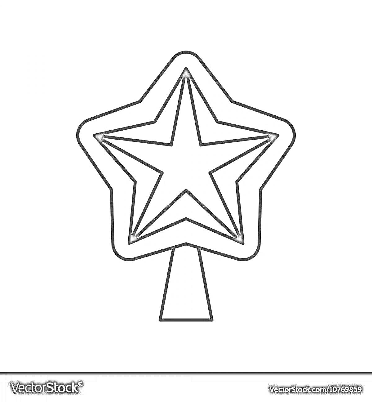 Раскраска Контурная раскраска: советская пятиконечная звезда на подставке