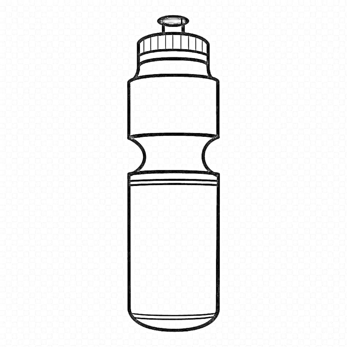 На раскраске изображено: Бутылка, Вода, Крышка, Фляга, На белом фоне