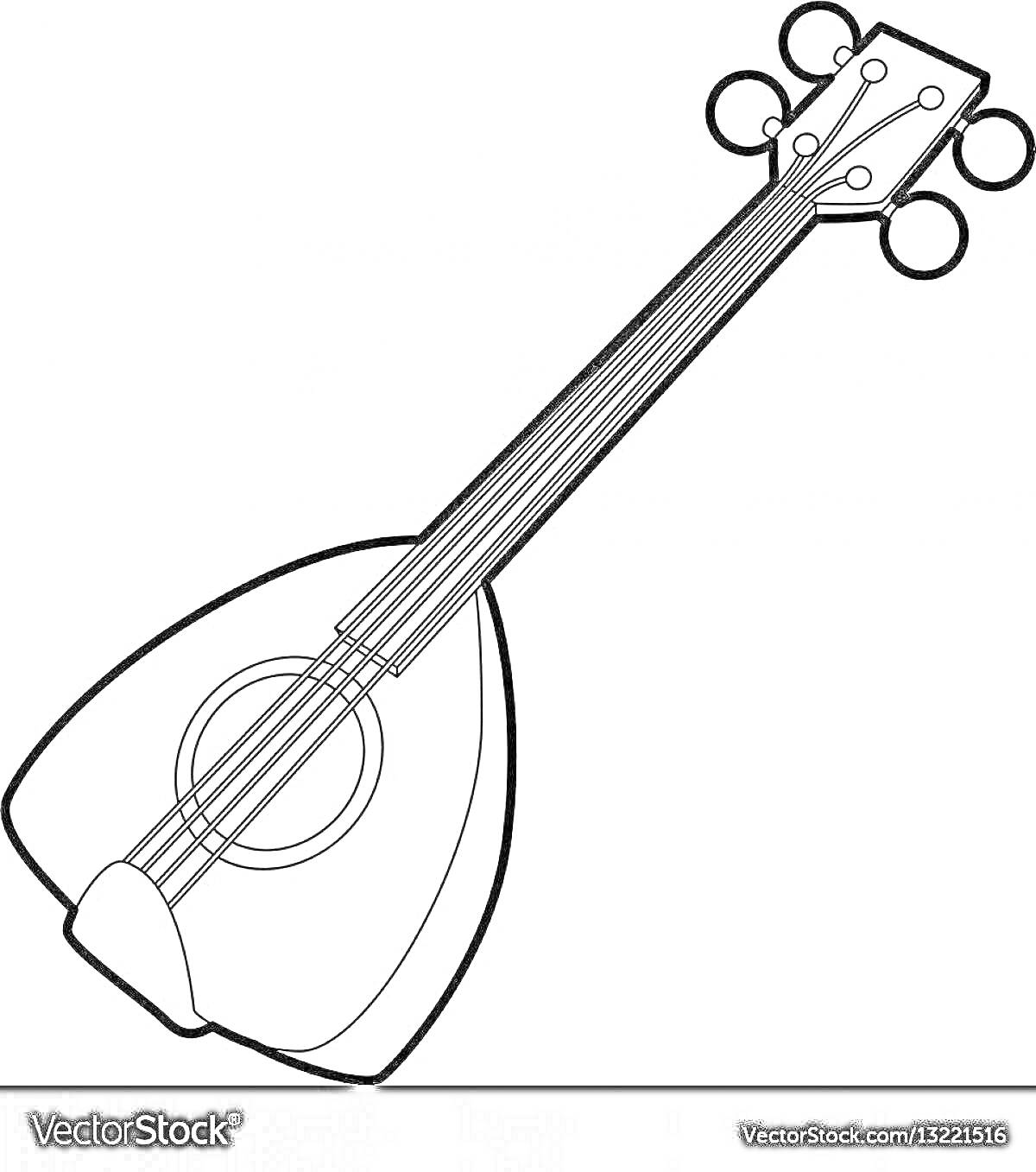 На раскраске изображено: Домра, Струны, Гриф, Колки, Корпус, Музыкальные инструменты