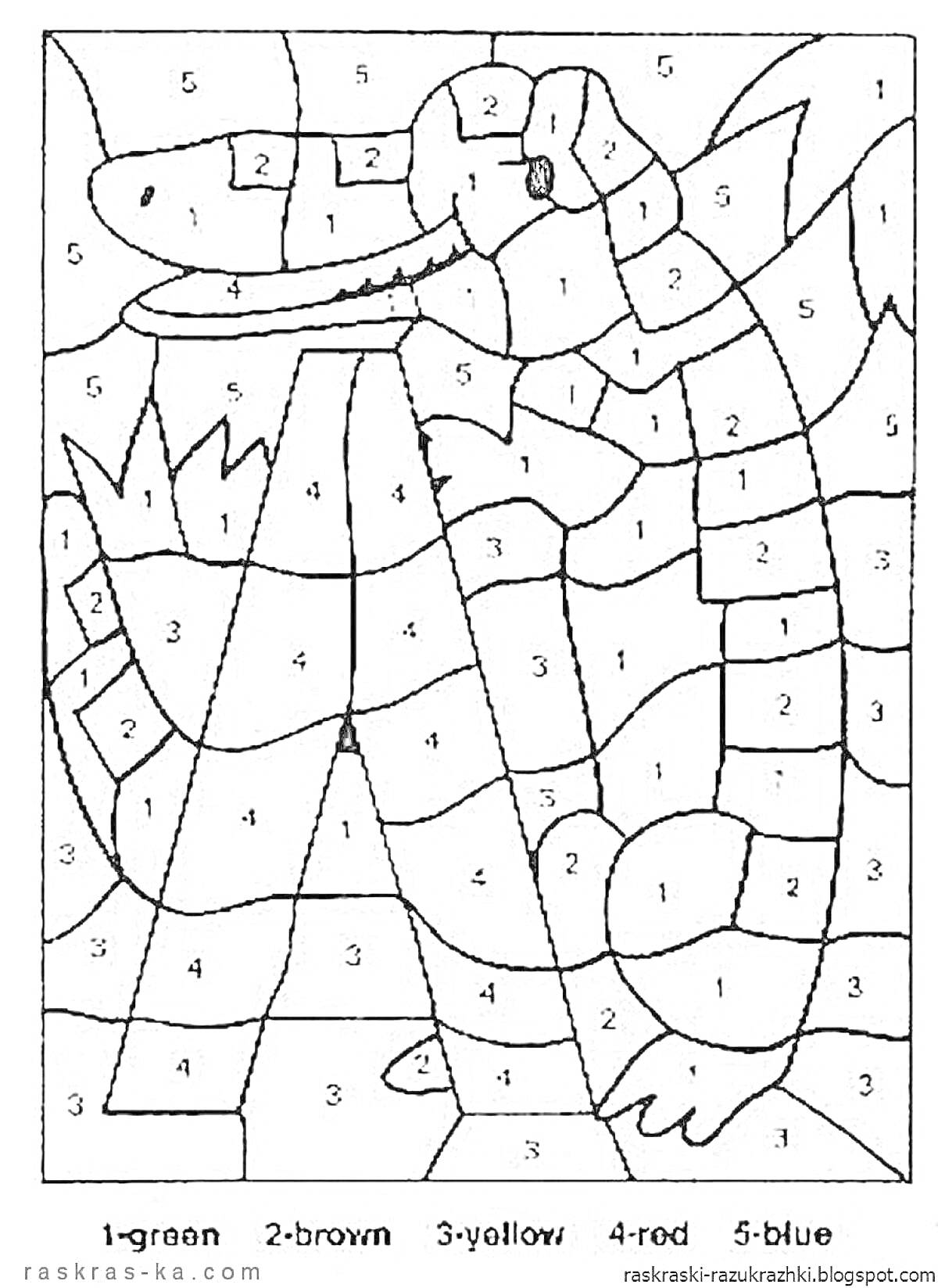 Раскраска Раскраска по номерам с крокодилом