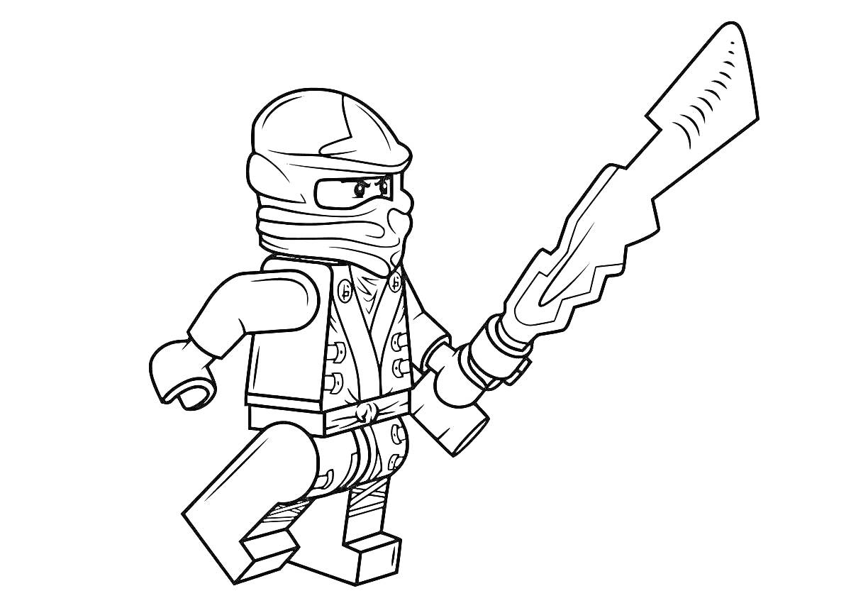 Раскраска Лего-нинздя с электрическим мечом