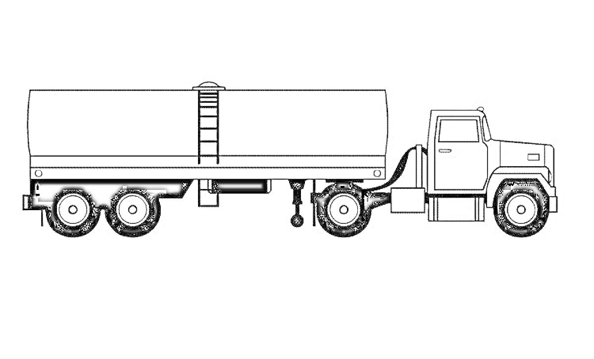 Раскраска Грузовик с цистерной-прицепом