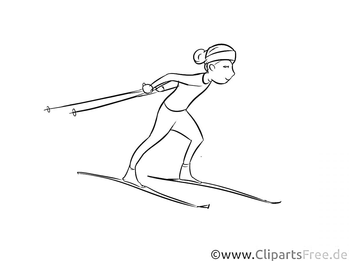 На раскраске изображено: Лыжи, Лыжные гонки, Спорт, Зимний спорт, Палки, Движение, Соревнования