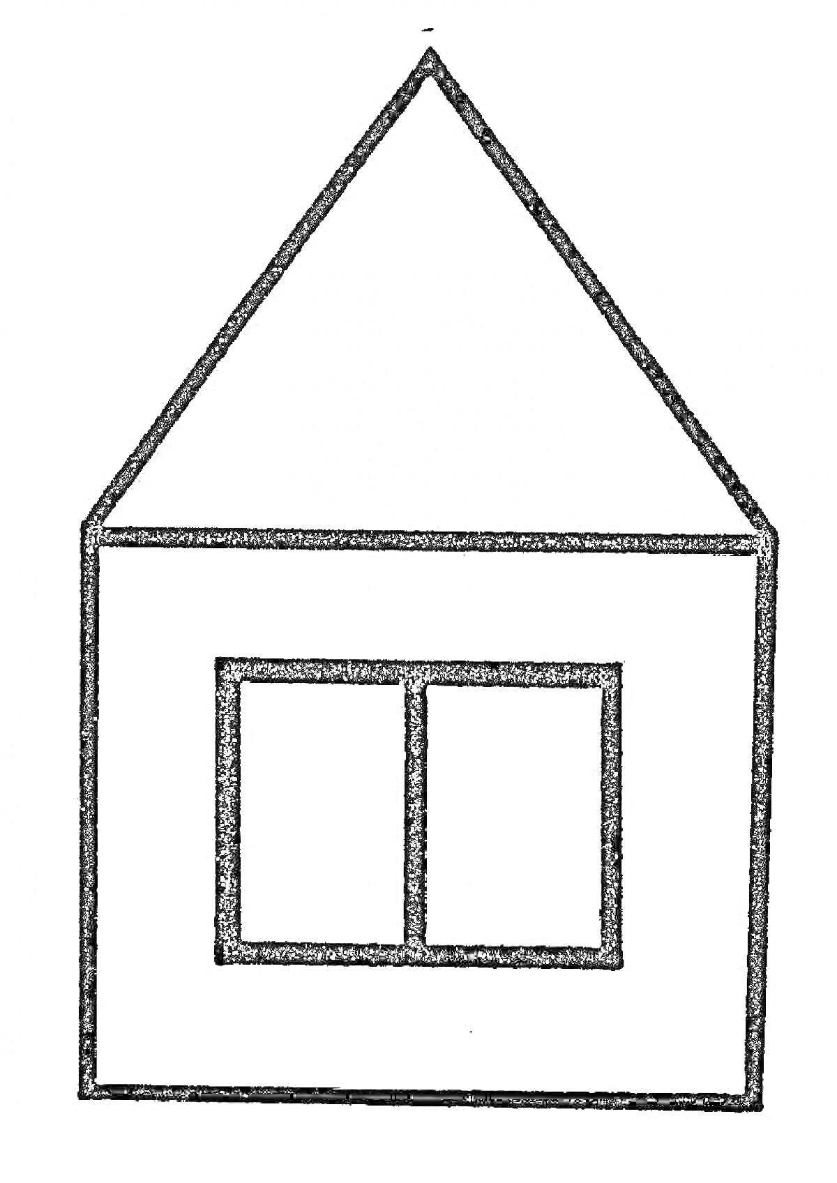 Раскраска Дом с треугольной крышей и квадратным окном