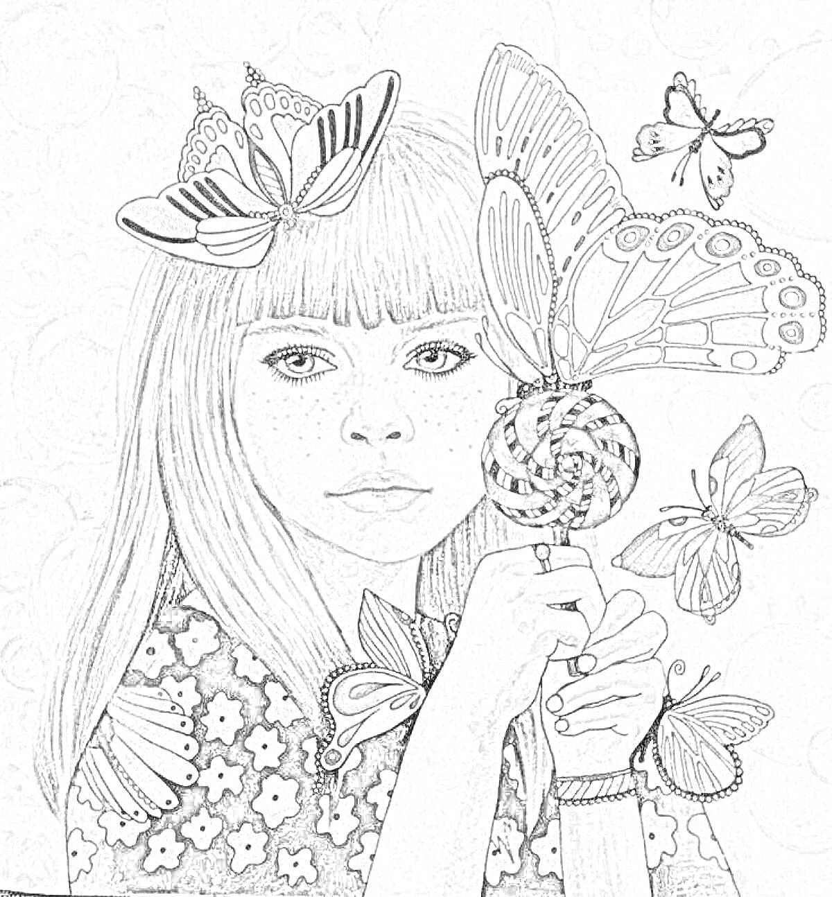 На раскраске изображено: Длинные волосы, Искусство