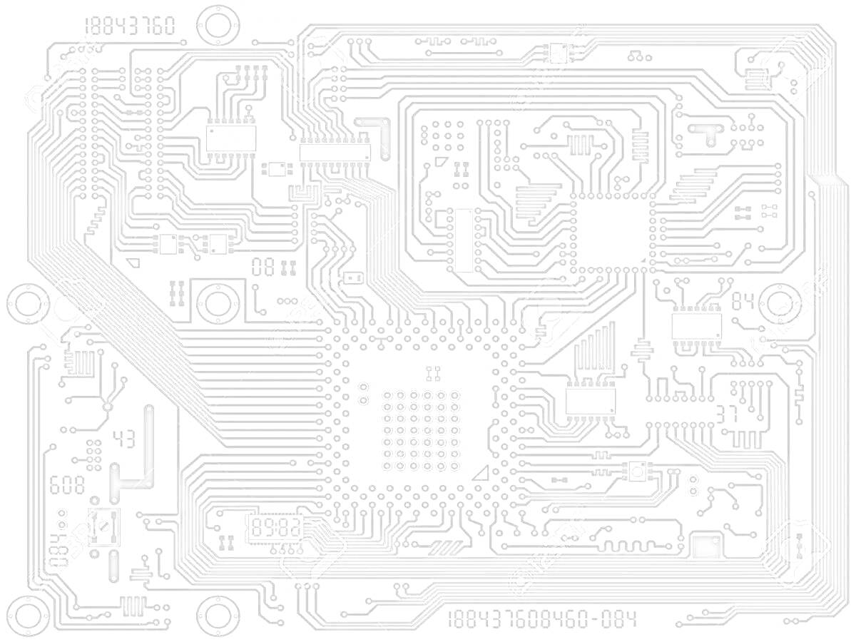 Раскраска Печатная плата с микросхемами и проводниками