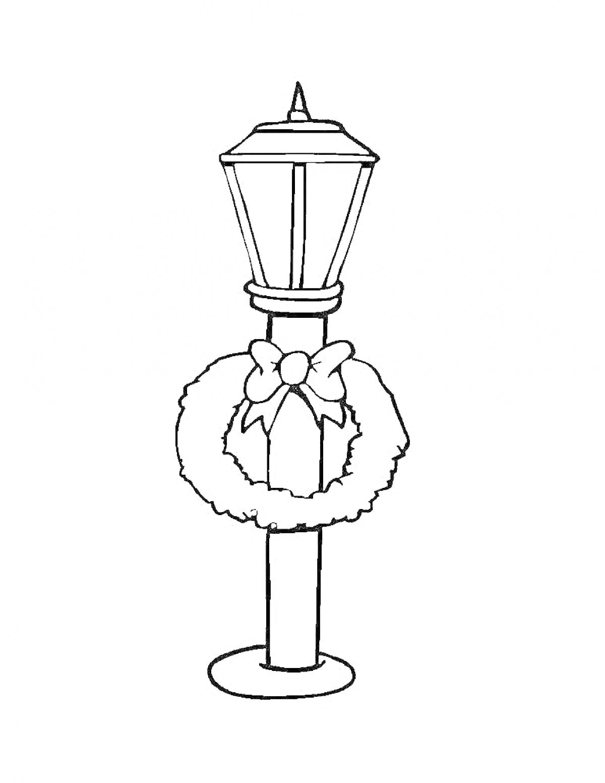 На раскраске изображено: Венок, Бант, Рождество