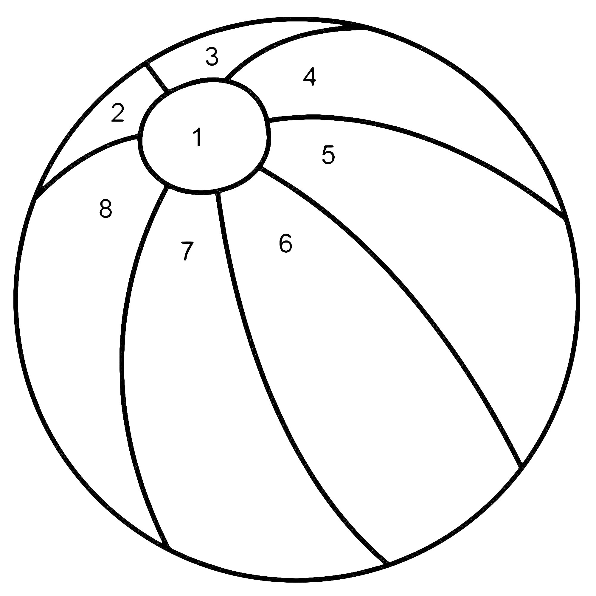 Раскраска раскраска пляжного мяча с номерами для расцветки