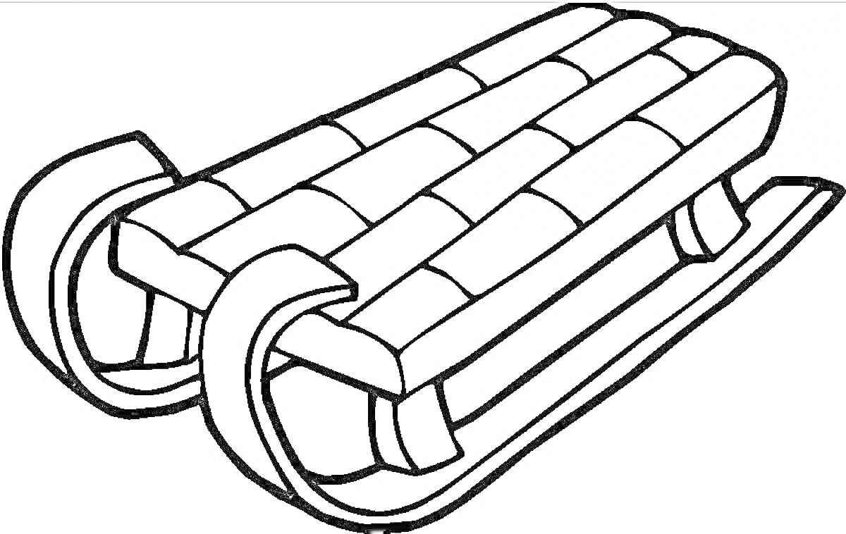 Раскраска Деревянные санки с изогнутыми полозьями