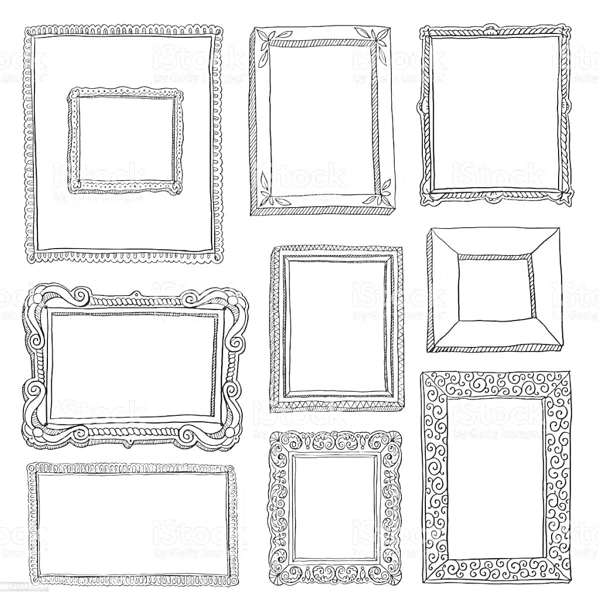 На раскраске изображено: Квадратная рамка, Декоративная рамка