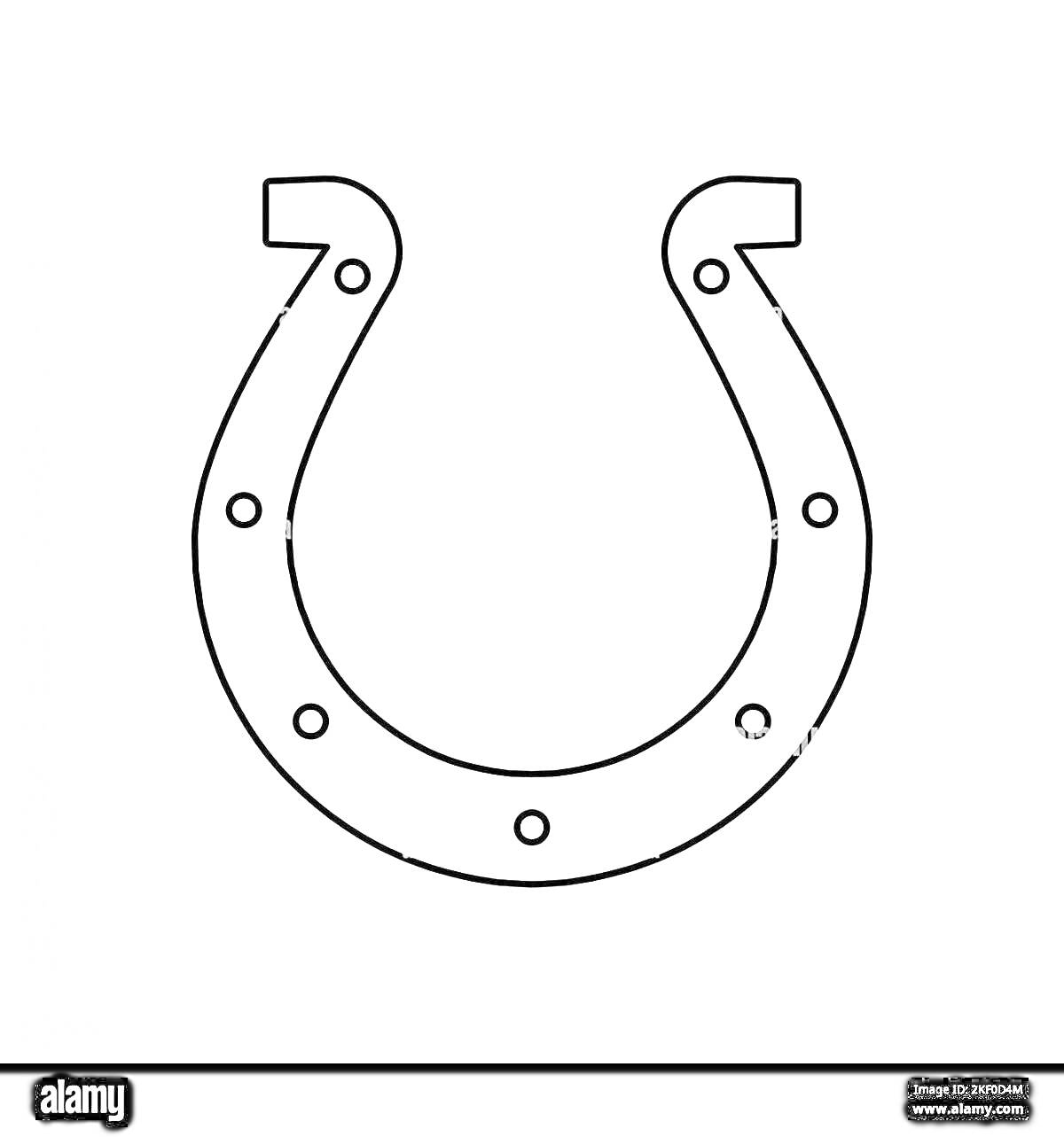 Раскраска Подкова с шестью гвоздевыми отверстиями
