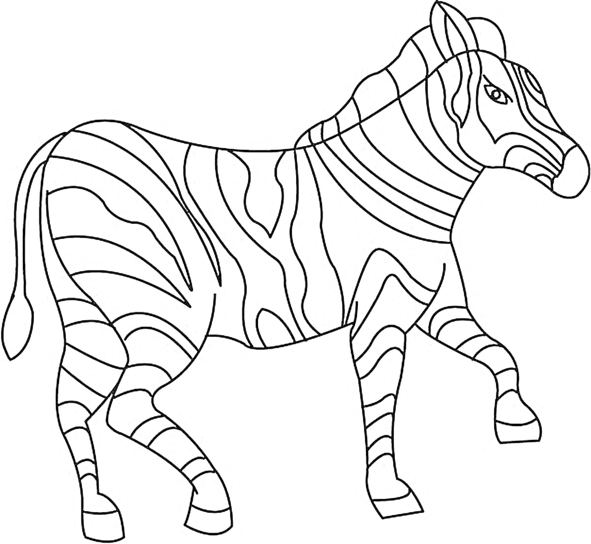 Раскраска с изображением зебры