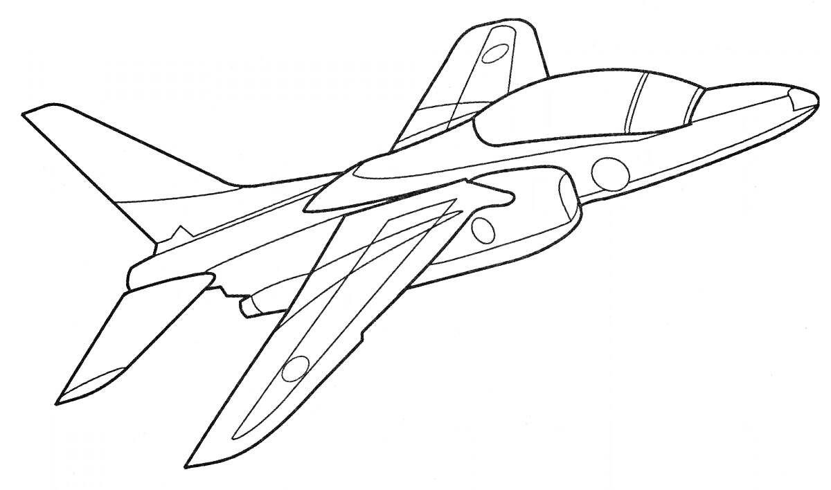 На раскраске изображено: Истребитель, Авиация, Крылья, Транспорт