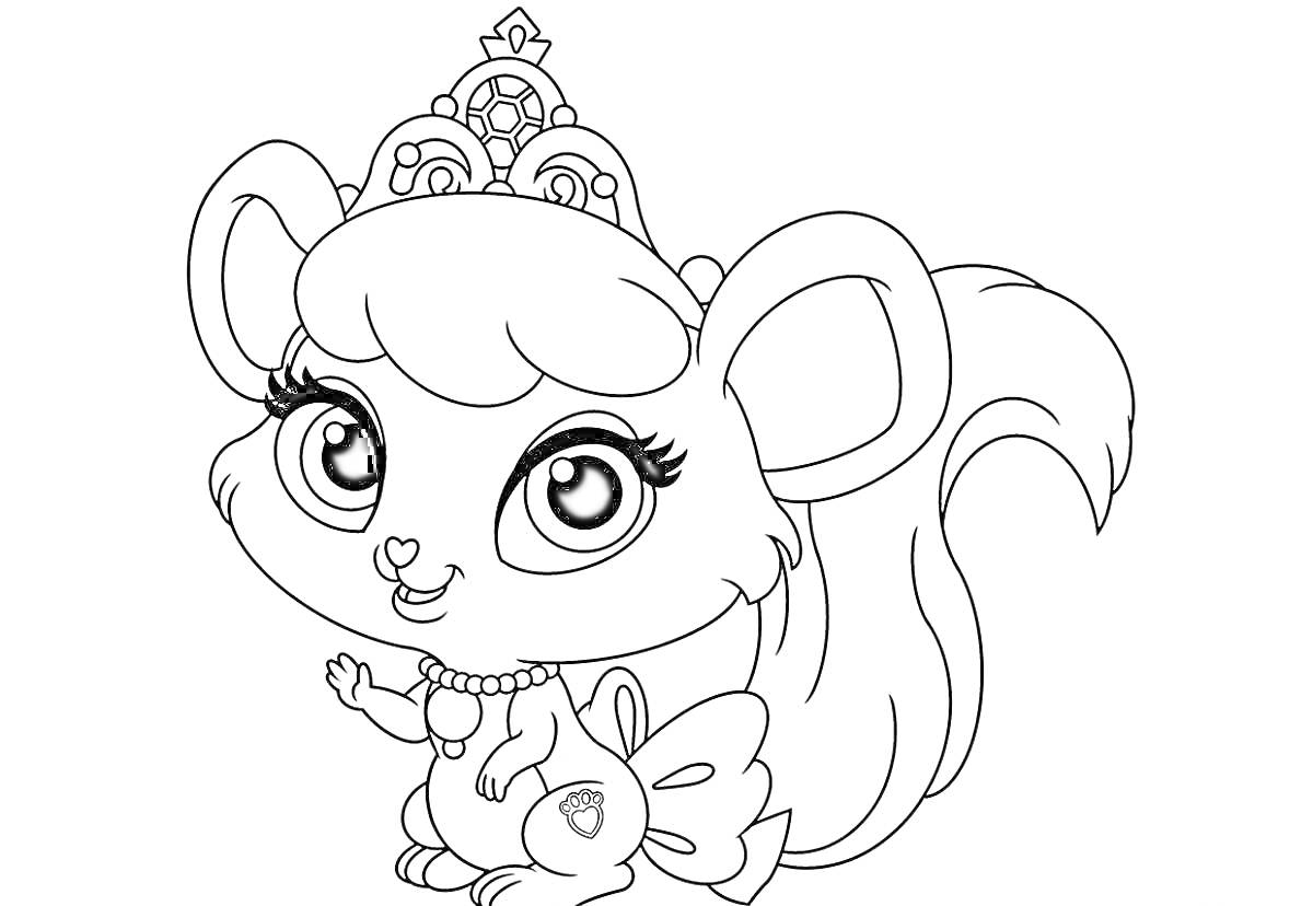 На раскраске изображено: Принцесса, Корона, Ожерелье