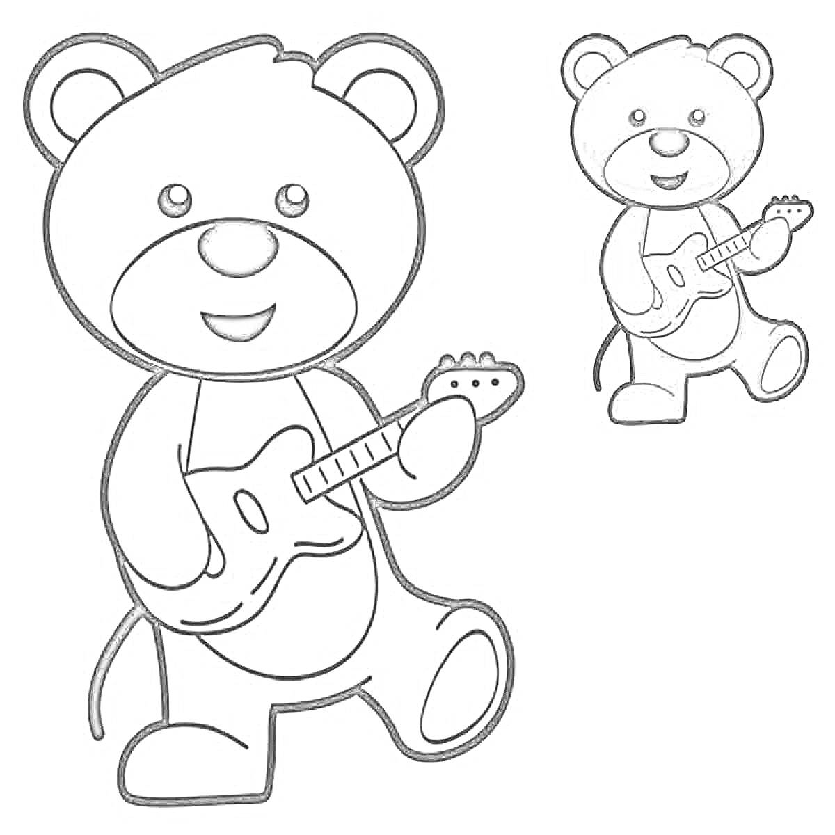 Раскраска Медведь с гитарой