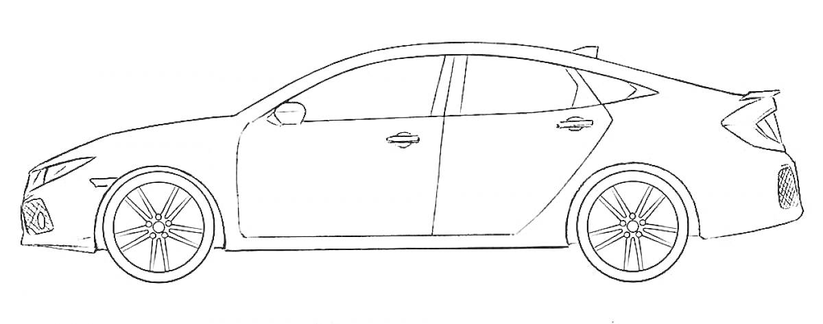На раскраске изображено: Электромобиль, Tesla, Транспорт, Боковой вид, Авто, Контурные рисунки