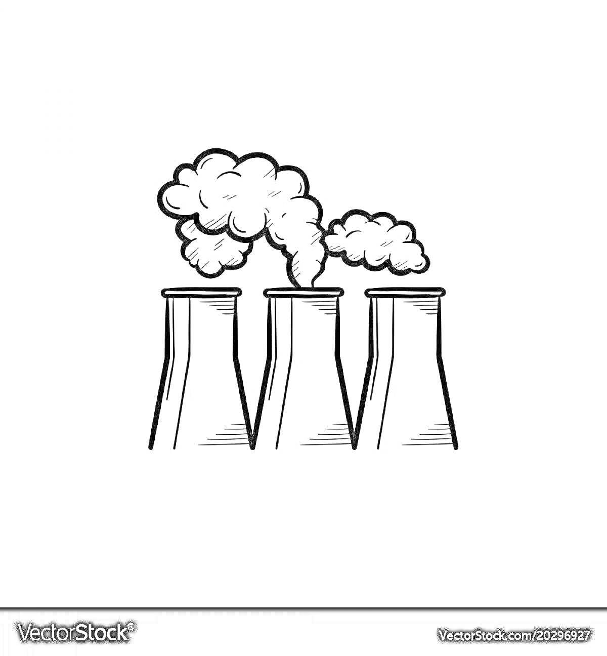 Раскраска Три дымящиеся заводские трубы