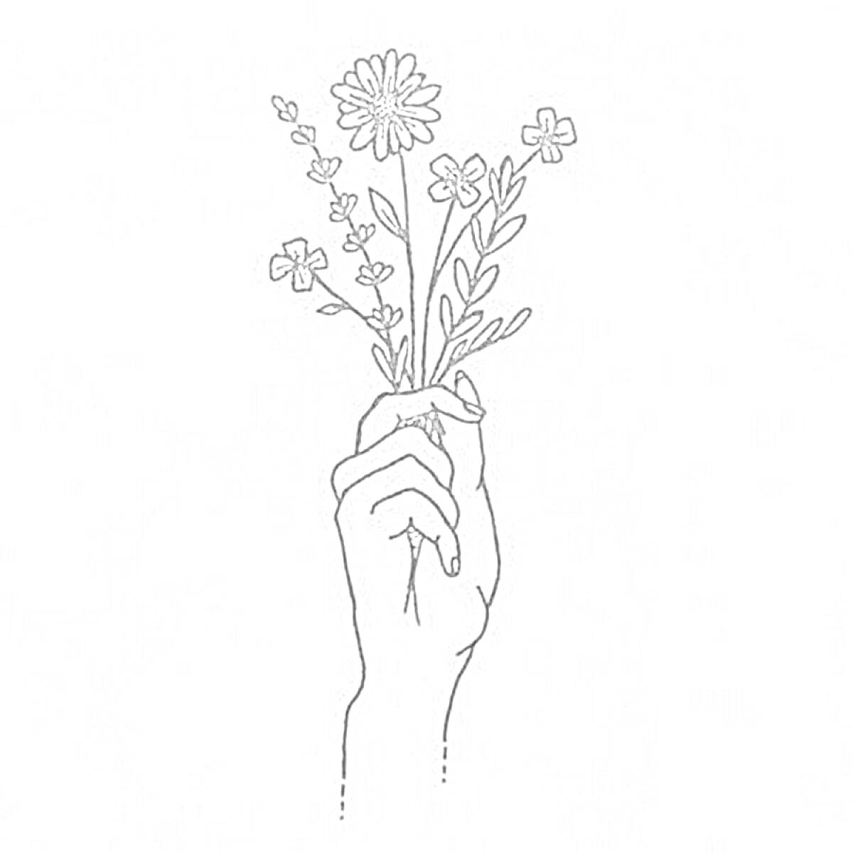 Рука, держащая букет из полевых цветов