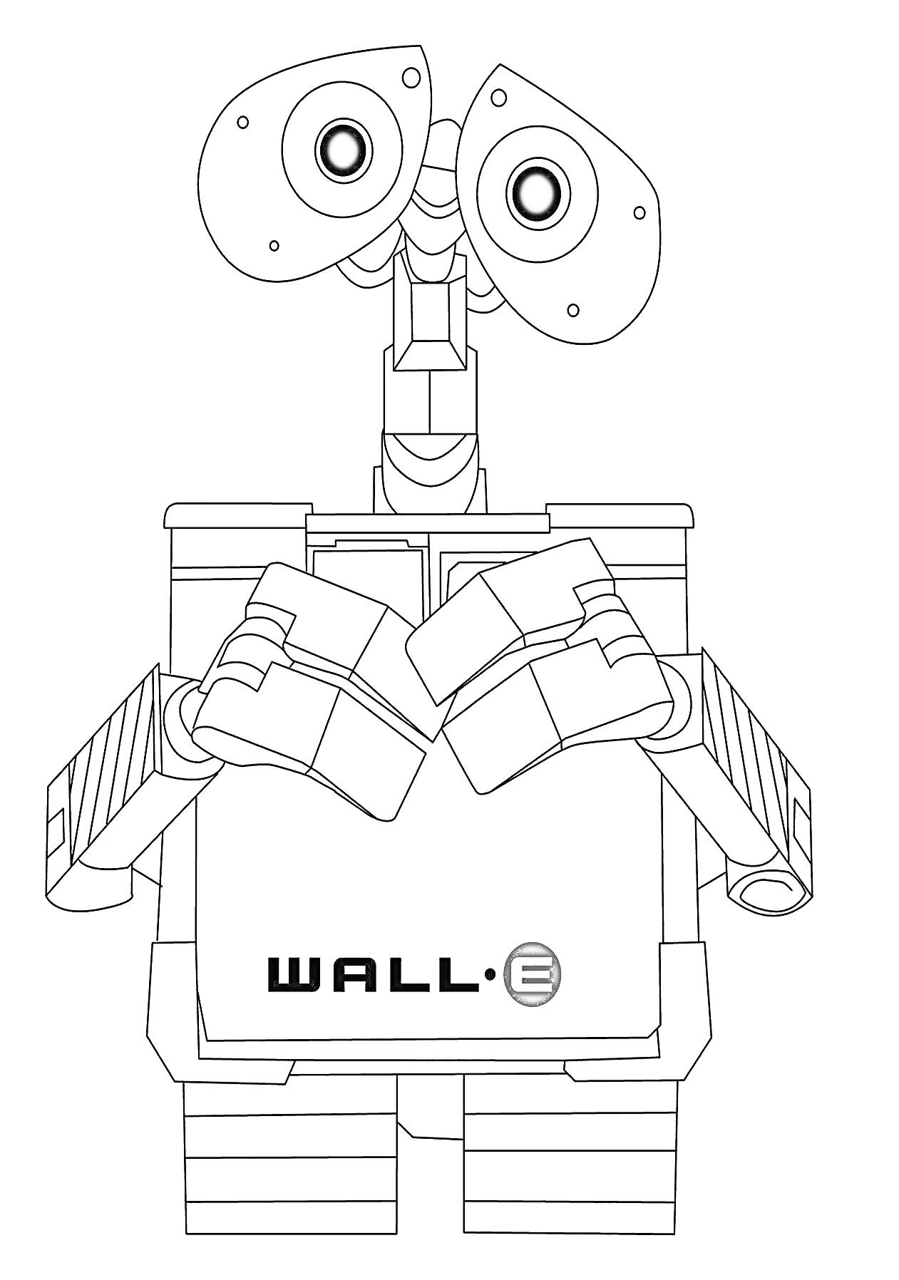 Раскраска Валли с большими глазами и логотипом WALL·E на передней панели