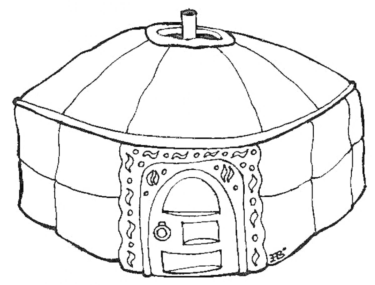 Раскраска Юрта с орнаментами