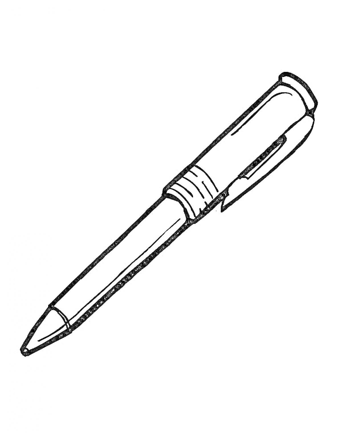 На раскраске изображено: Ручка, Колпачок, Канцелярия