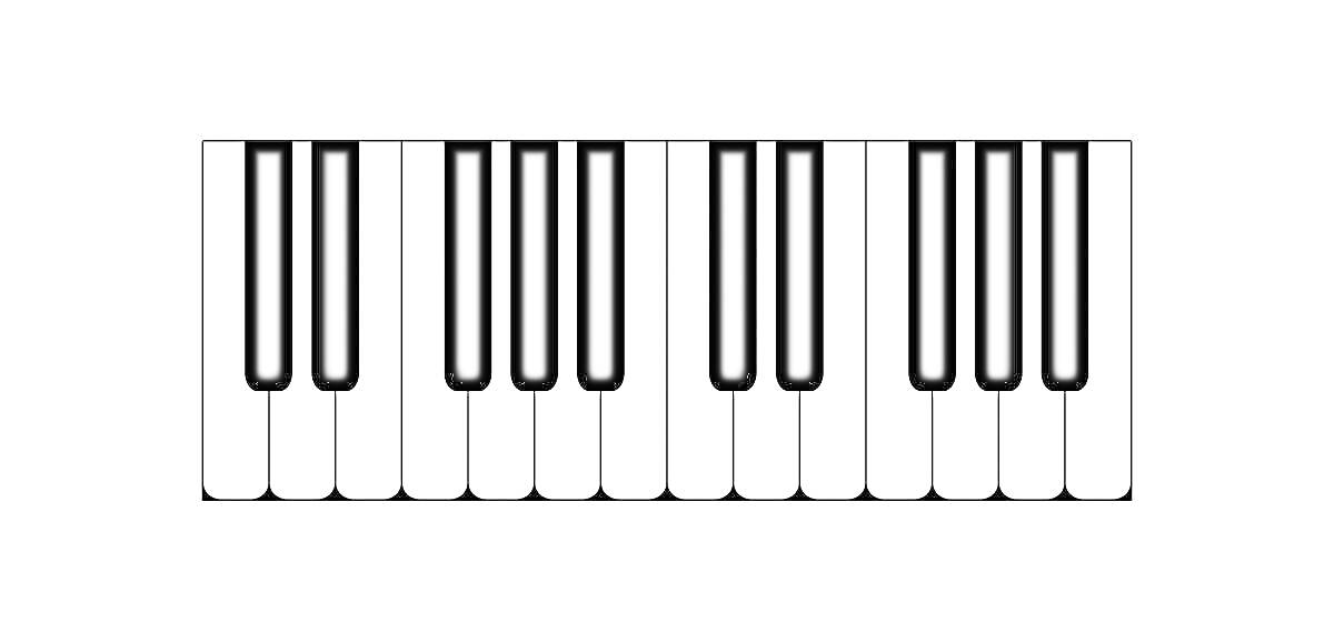 Раскраска клавиши пианино черные и белые
