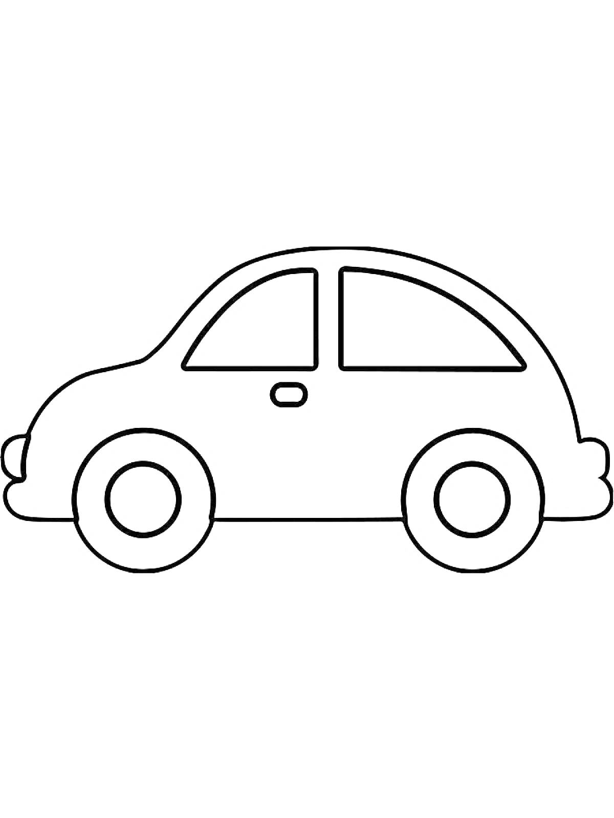 Машинка с окнами и колёсами в профиль