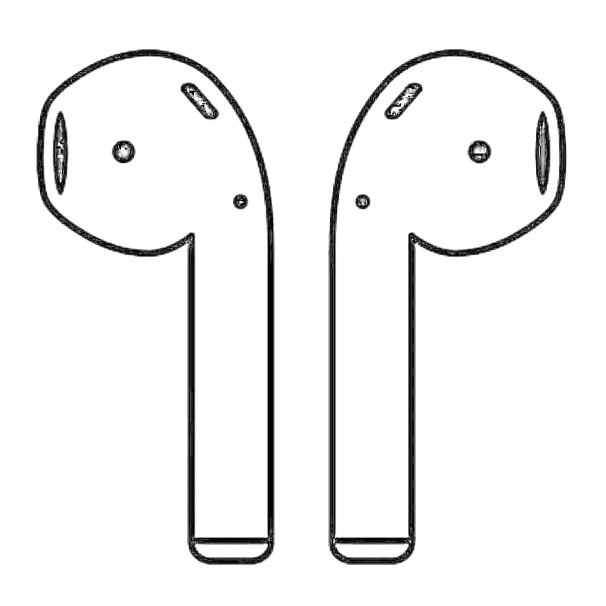 Два наушника AirPods в черно-белом контуре