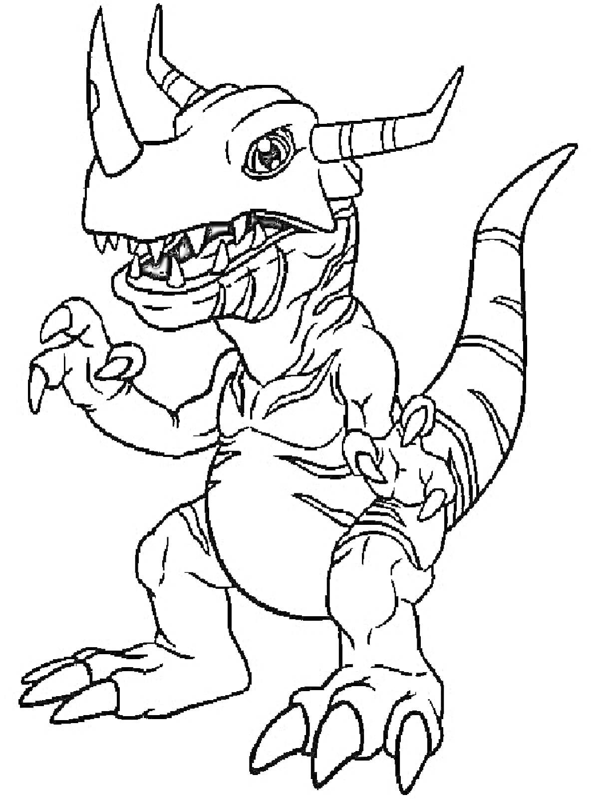 Дигимон с рогами и хвостом, Gruumon, когтистый динозавр