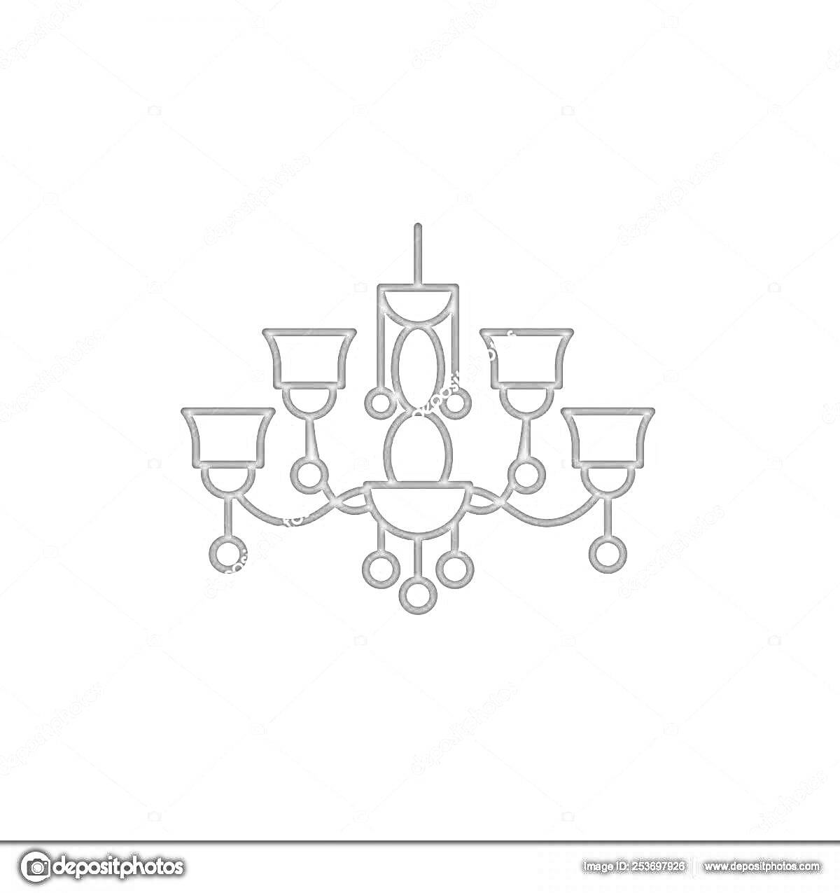 На раскраске изображено: Люстра, Лампочки, Декор, Освещение, Лампа