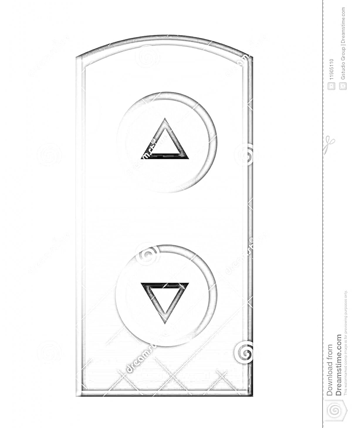 Раскраска Две кнопки лифта со стрелками вверх и вниз