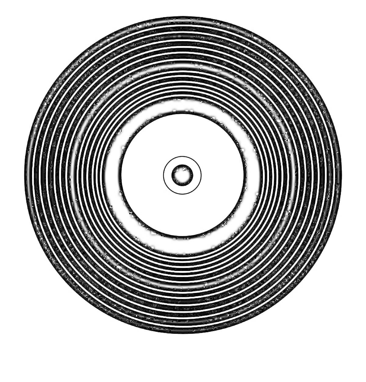 На раскраске изображено: Пластинка, Музыка, Винил, Концентрические круги, Ретро