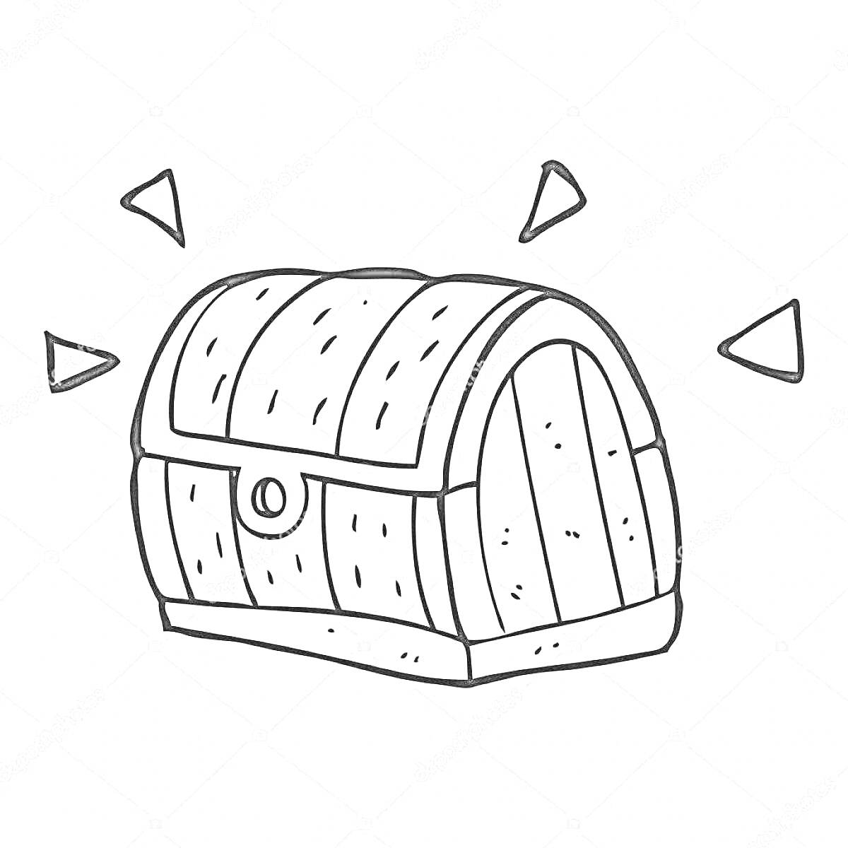 Раскраска Сундук с декорациями в виде треугольников