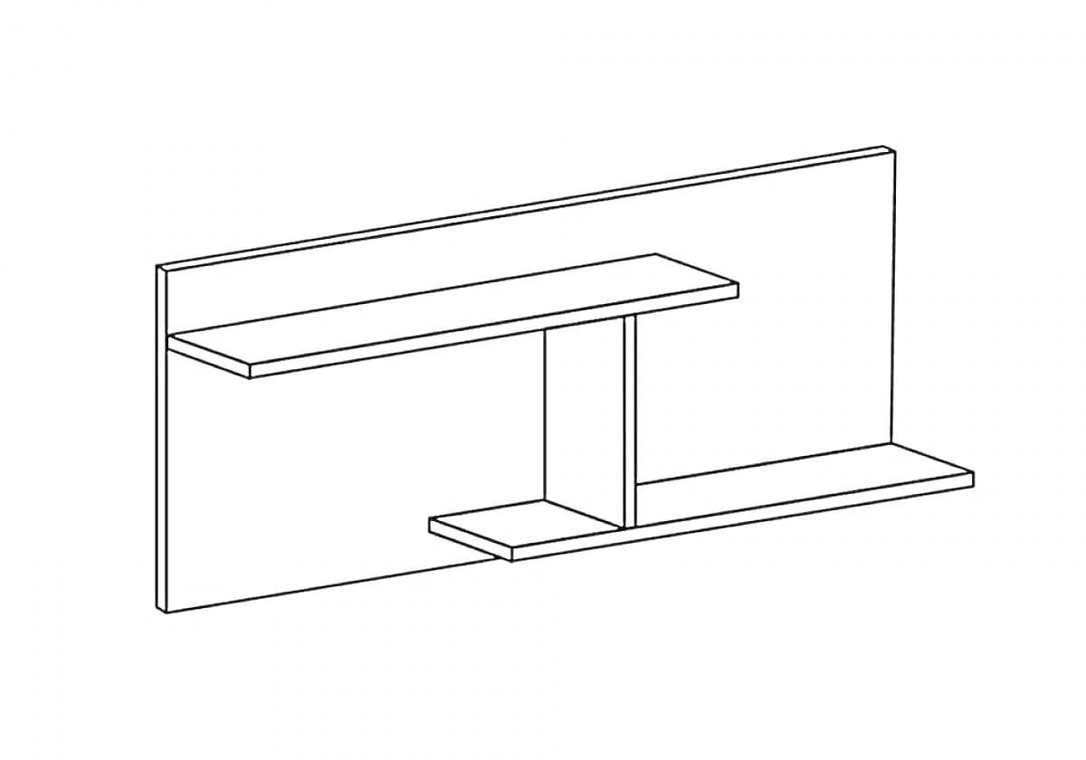 Раскраска Полка настенная с тремя плоскостями и вертикальной перегородкой