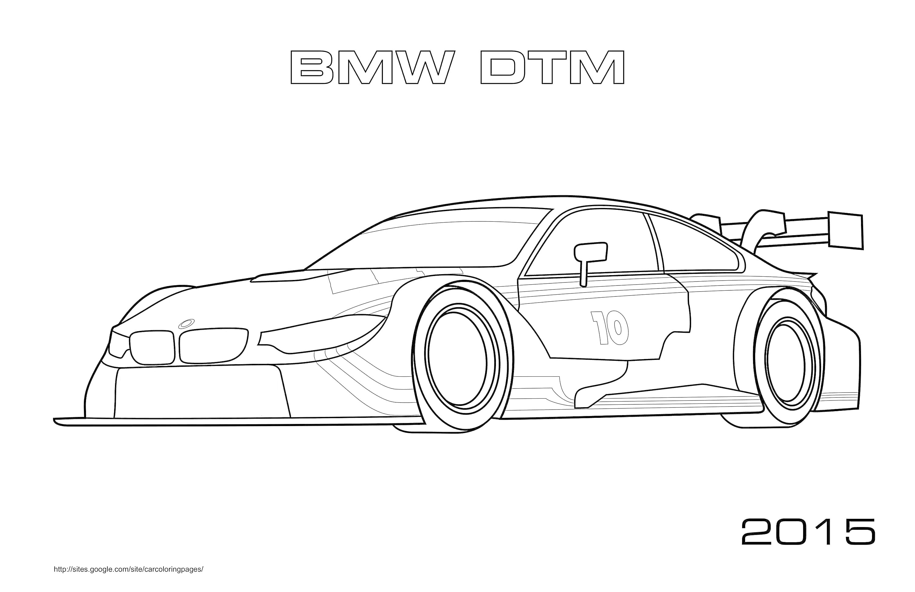 Раскраска BMW DTM гоночный автомобиль с номером 10, 2015 год