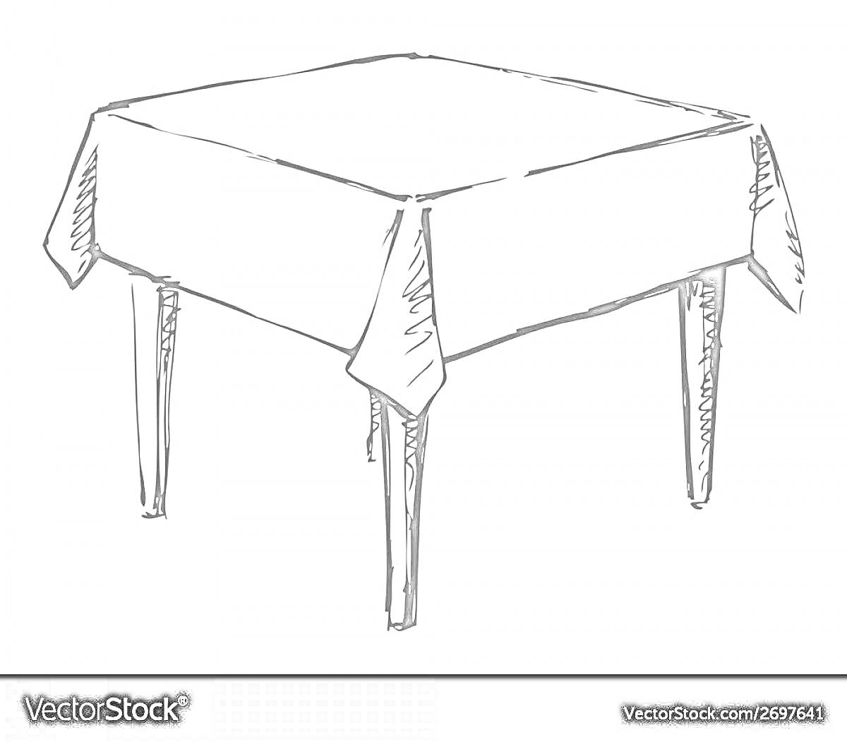 На раскраске изображено: Стол, Скатерть, Мебель
