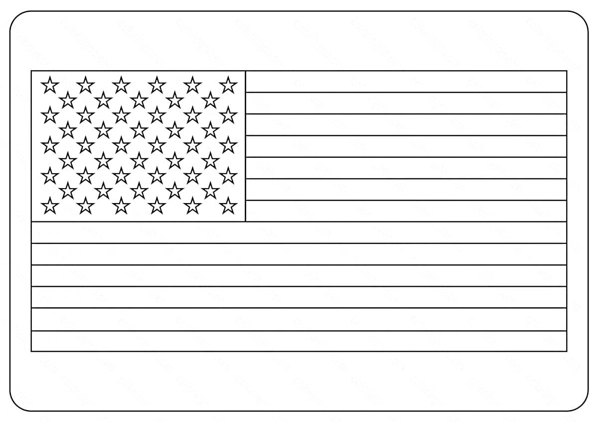 На раскраске изображено: Флаг, США, Звезды, Полосы, Для детей, Патриотизм