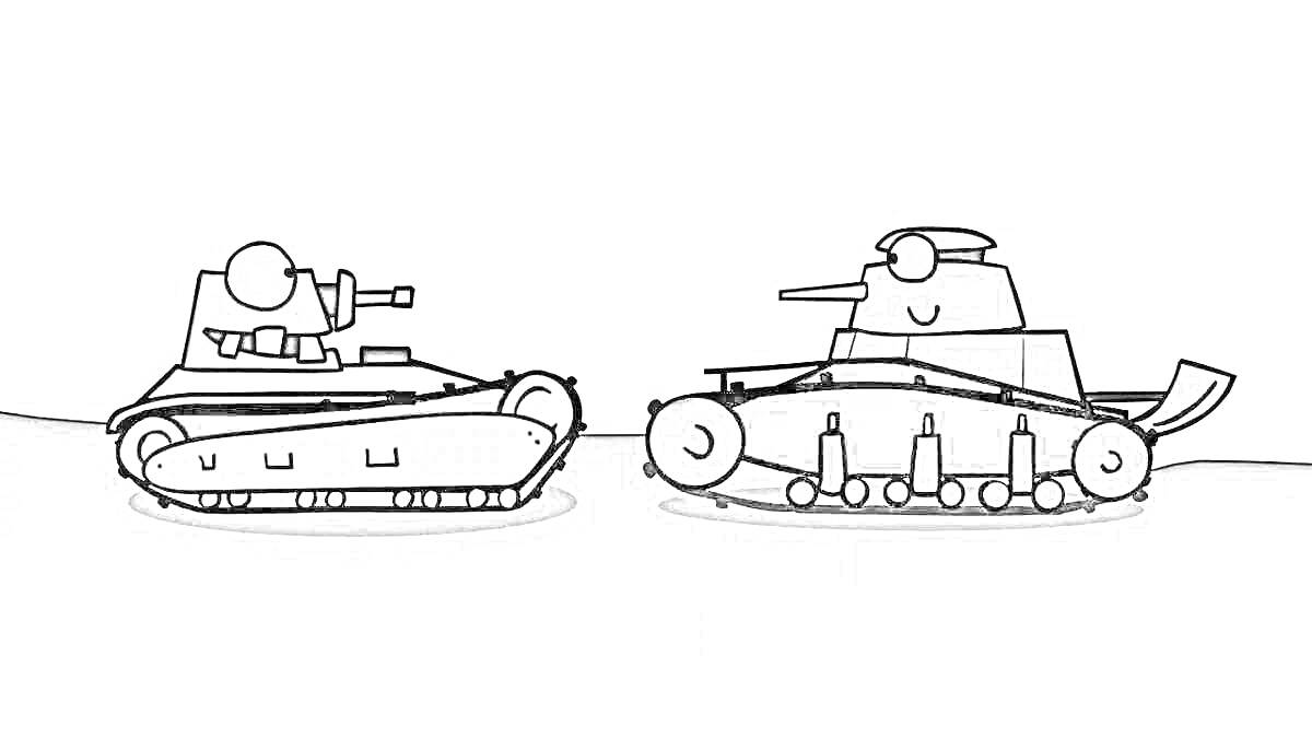 Раскраска Два танка на сером фоне