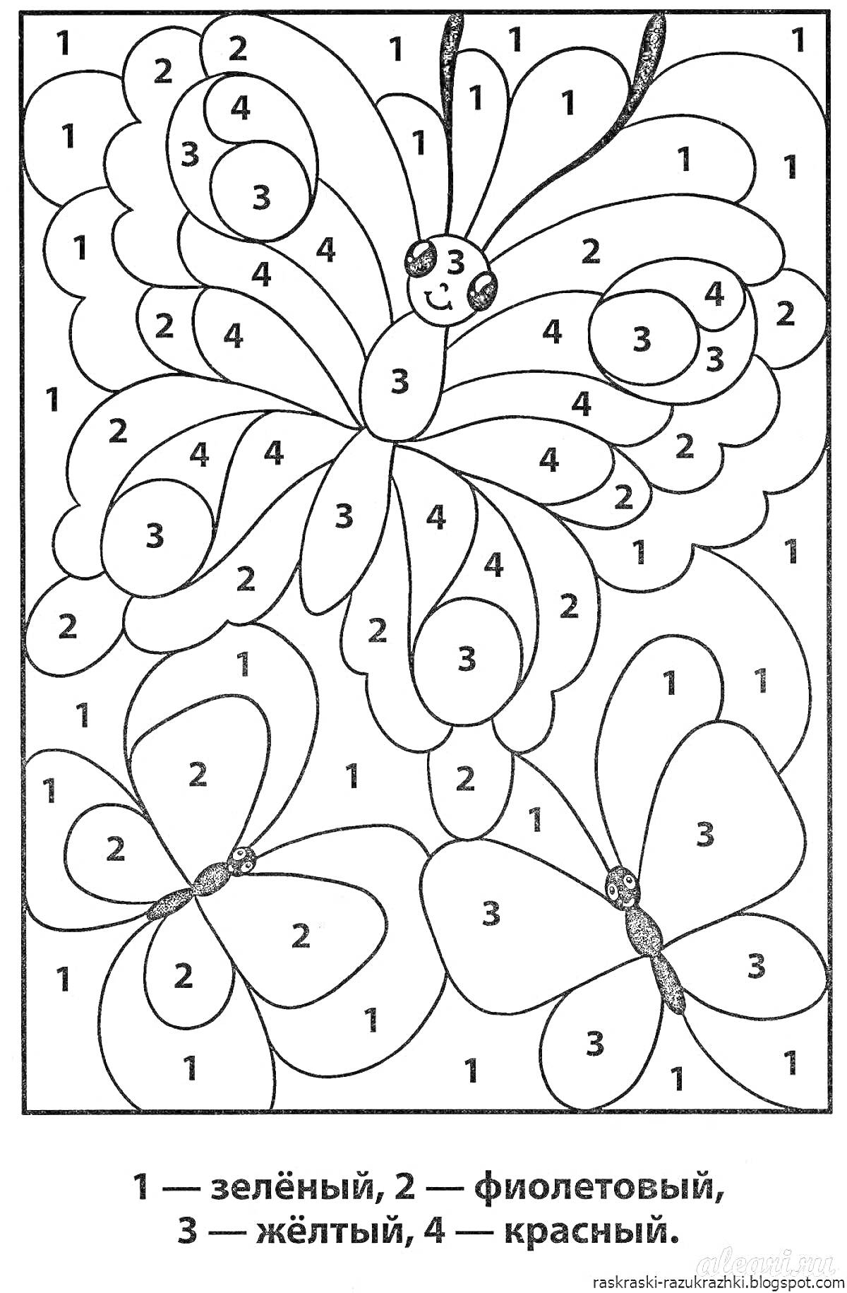 Раскраска Раскраска-бабочка по номерам для дошкольников