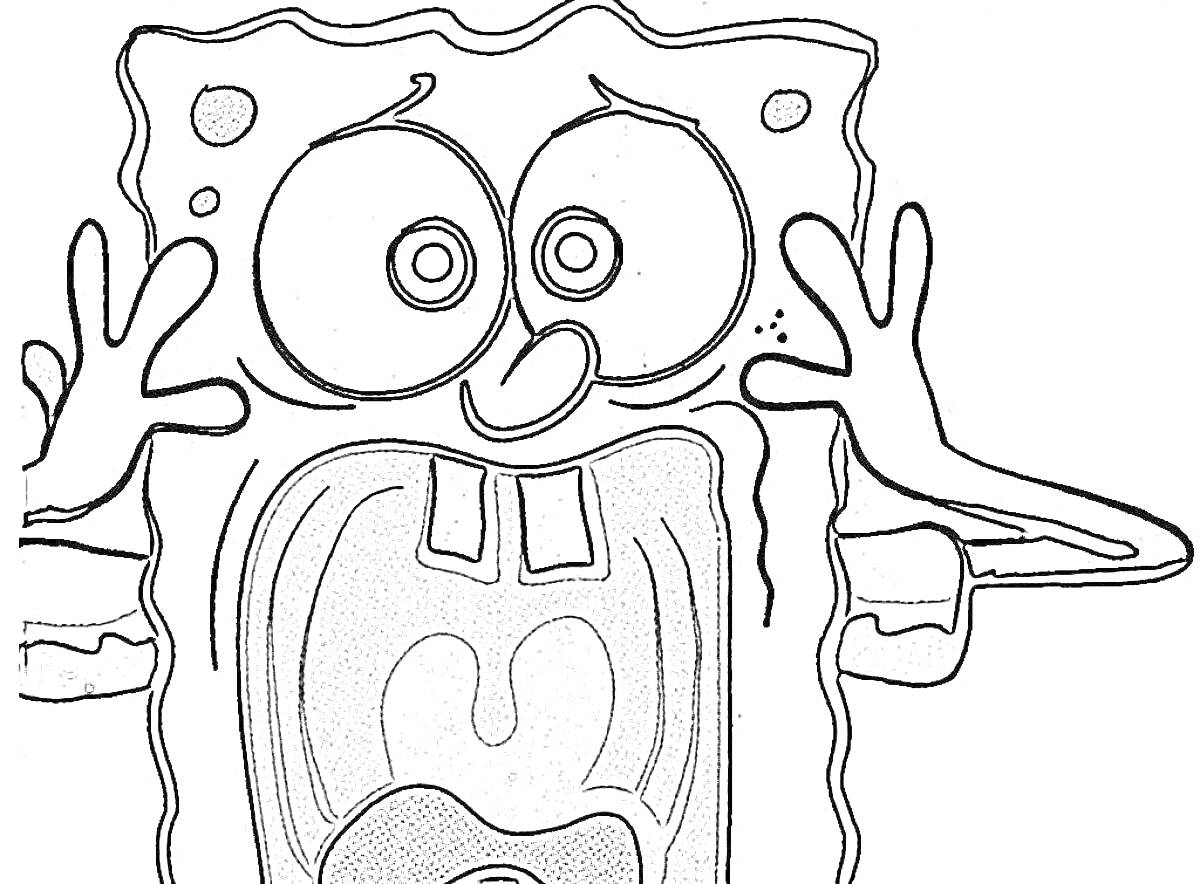 Раскраска Губка Боб с испуганным выражением лица