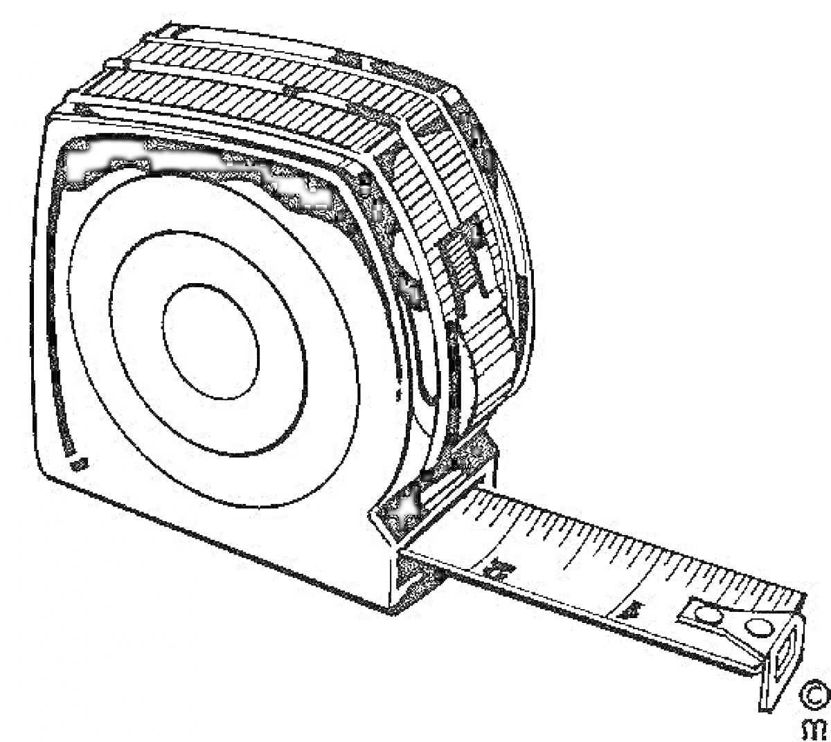 Рулетка с вытянутой измерительной лентой