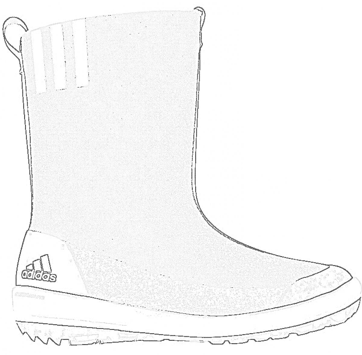 На раскраске изображено: Обувь, Зимняя обувь, Снег, Холод, Валенки, Логотипы, Полосы