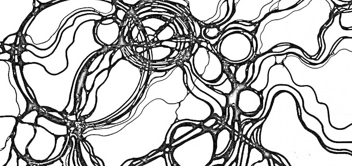 Раскраска Абстрактные нейронные сети - переплетенные линии и круги