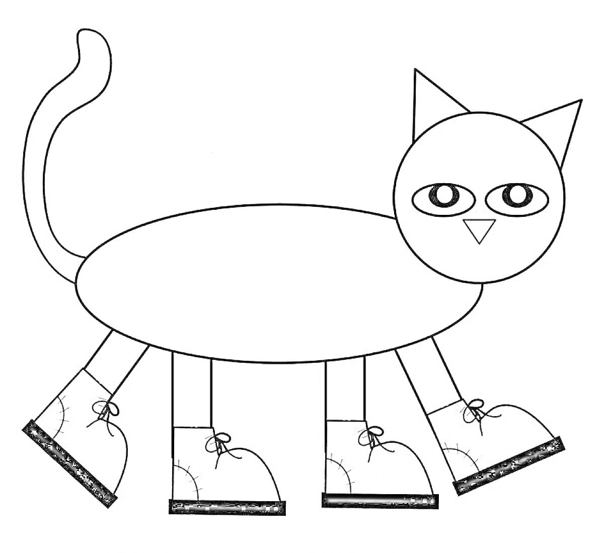 Карикатурный кот в ботинках с овальным телом