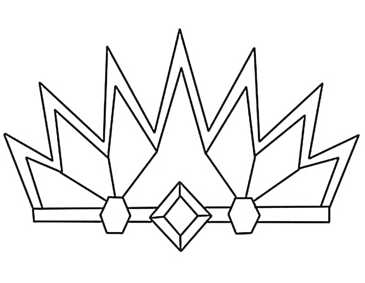 На раскраске изображено: Корона, Льдинка, Льдинки, Драгоценные камни, Лед, Холод, Зима, Кристаллы