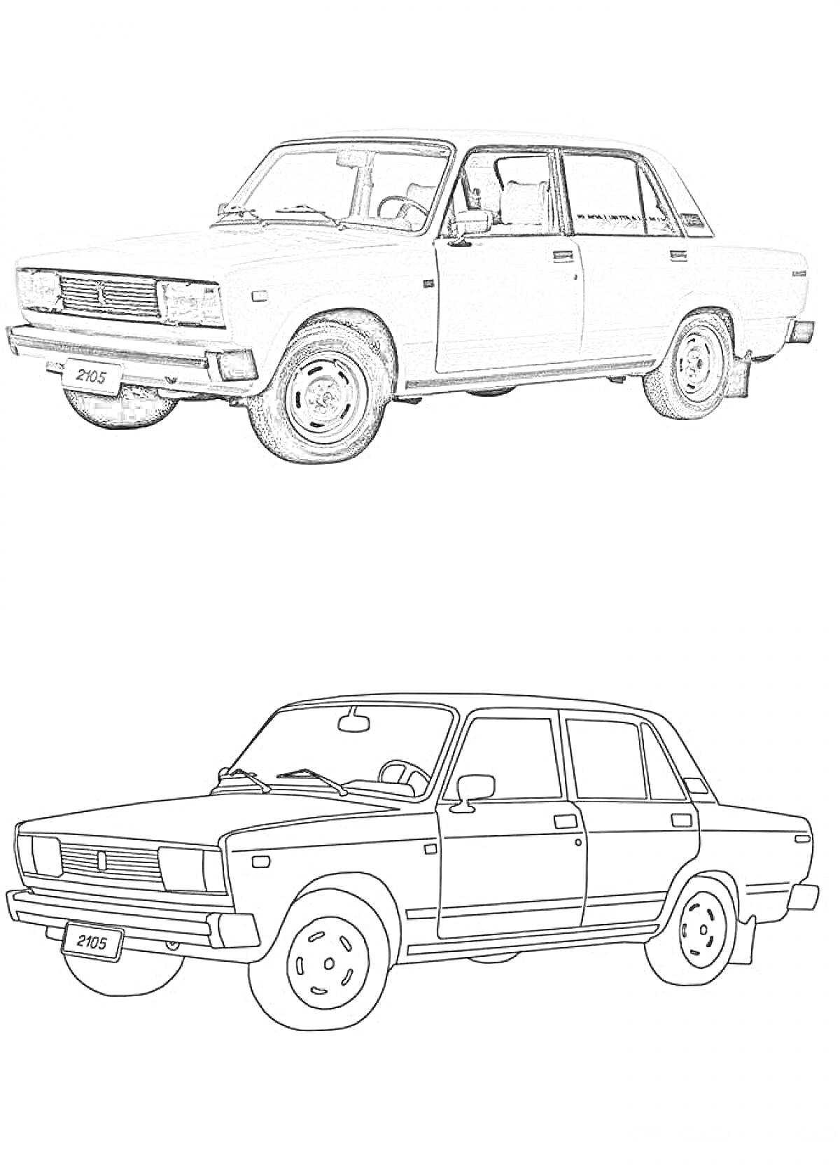 Раскраска Ваз 2107, цветная и контурная раскраска автомобиля