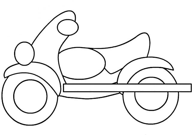 Раскраска Мотоцикл с двумя колёсами и седлом