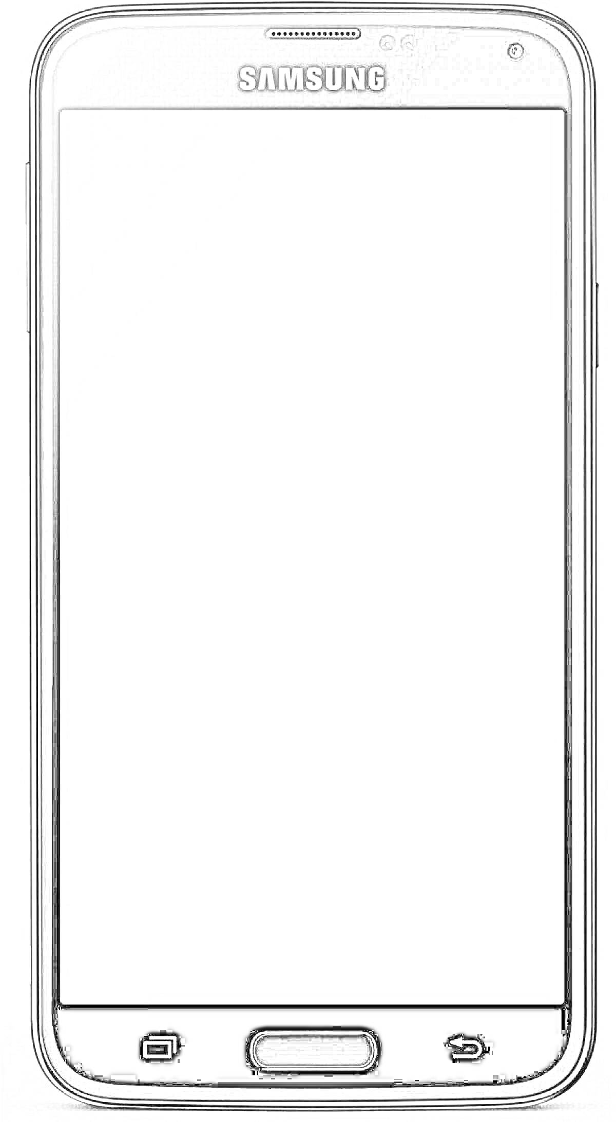 Раскраска Андроид телефон Samsung с белым экраном