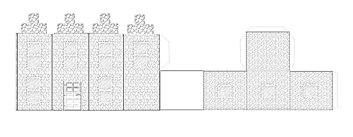 Бумажная поделка - Замок Майнкрафт с дверью и окнами